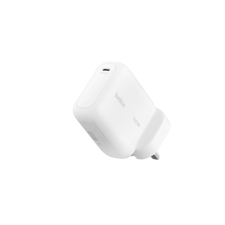 Belkin 100W 1C GaN Wall Charger White with USB 3.2 Gen 1 Type-C Wireless