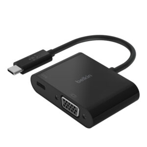 Belkin AVC001BTBK USB-C to VGA Adapter with 60W Power Delivery, Black
