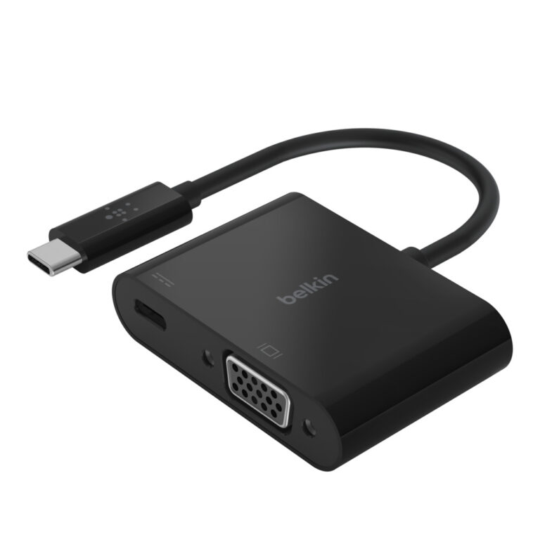 Belkin AVC001BTBK USB-C to VGA Adapter with 60W Power Delivery, Black