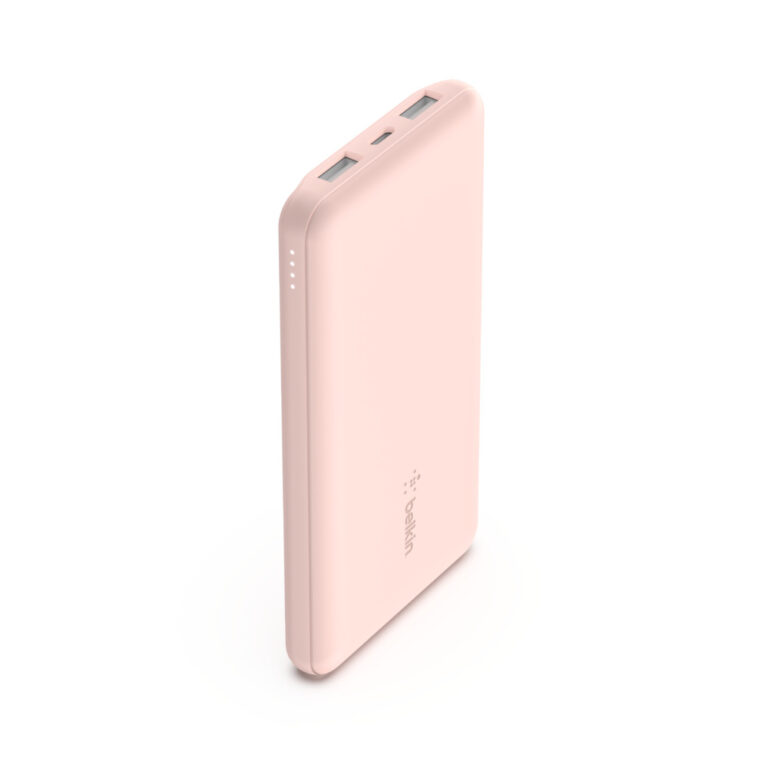 Belkin BOOST↑CHARGE 10000 mAh Power Bank, 3-Port (USB-A x2, USB-C x1), Rose Gold
