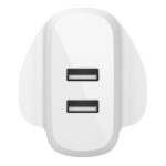Belkin BOOST↑CHARGE Dual USB-A Wall Charger, 2 Ports, 12W, 1m USB-A to Lightning Cable, White