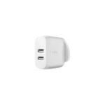 Belkin BOOST↑CHARGE Dual USB-A Wall Charger 24W Universal White AC Adapter with USB Type-A Cable