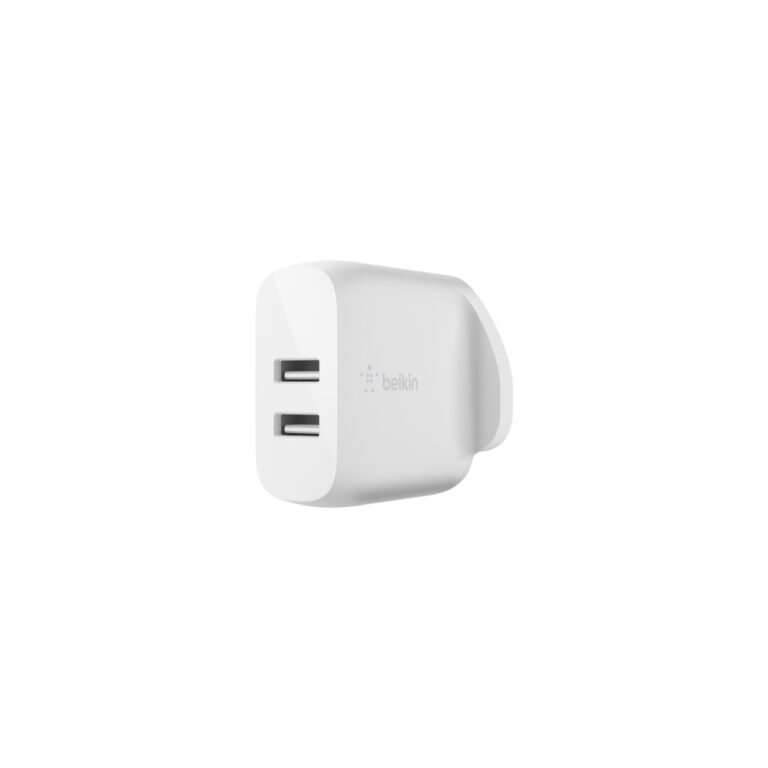 Belkin BOOST↑CHARGE Dual USB-A Wall Charger 24W Universal White AC Adapter with USB Type-A Cable