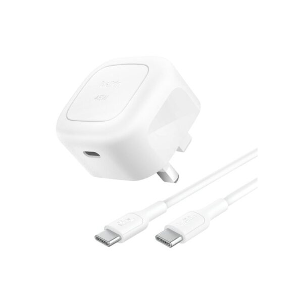 Belkin BoostCharge 45W USB-C Fast Charger with Power Delivery 3.1 & 1m USB-C Cable - White