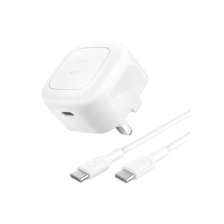 Belkin BoostCharge 45W USB-C Fast Charger with Power Delivery 3.1 & 1m USB-C Cable - White