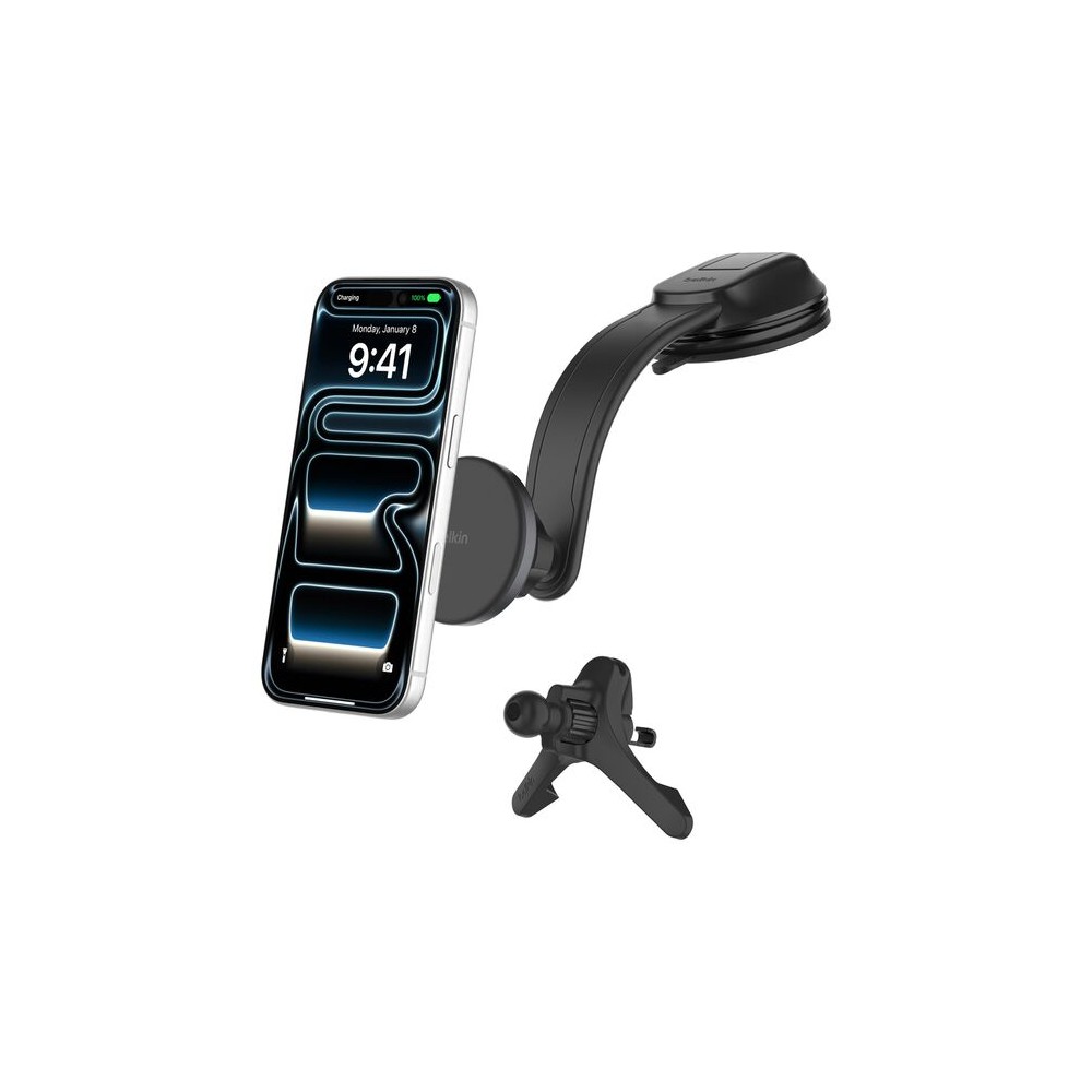 Belkin BoostCharge Active Car Phone Holder Wireless Qi2 Charger with Fast Charging and USB-C Black Belkin BoostCharge Active Car Phone Holder Wireless Qi2 Charger with Fast Charging and USB-C Black