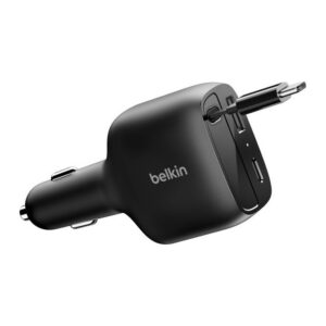 Belkin BoostCharge Universal Car Charger 75W USB-C 1 Port Retractable Cable 0.75m Black