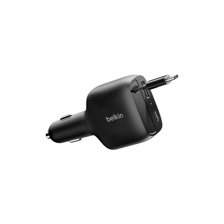 Belkin BoostCharge Universal Car Charger 75W USB-C 1 Port Retractable Cable 0.75m Black