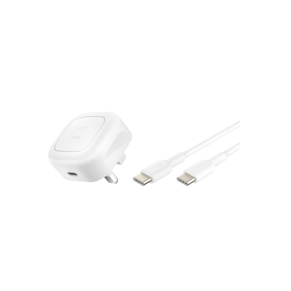 Belkin BoostCharge Universal USB-C 20W Fast Indoor Charger with 1m USB-C Cable - White Belkin BoostCharge Universal USB-C 20W Fast Indoor Charger with 1m USB-C Cable - White