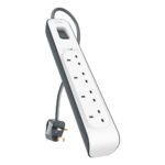 Belkin BSV400AF2M Surge Protector, 4 AC Outlets, 525J, 2m Cable, White