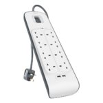 Belkin BSV604AF2M Surge Protector 6 AC Outlets 2 USB Ports 650J 2m Cable White
