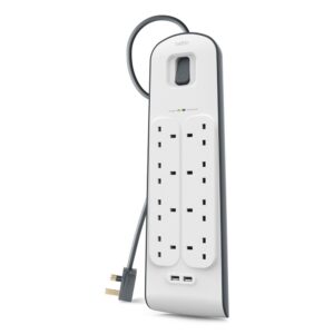 Belkin BSV604AF2M Surge Protector 6 AC Outlets 2 USB Ports 650J 2m Cable White