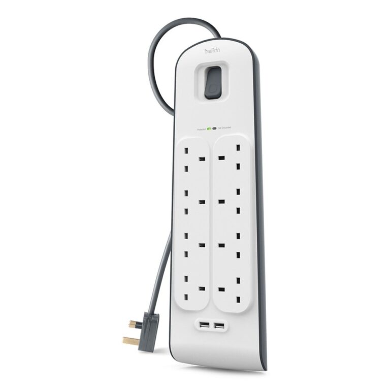 Belkin BSV604AF2M Surge Protector 6 AC Outlets 2 USB Ports 650J 2m Cable White