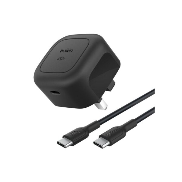 Belkin Compact USB-C Wall Charger 45W with Power Delivery 3.1 & 1m Cable, Black