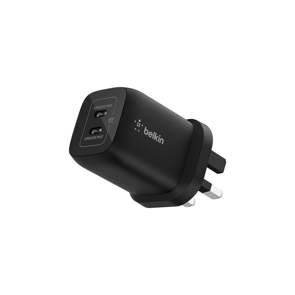 Belkin ENA007MYBK 65W Dual USB-C Fast Charger for Laptop, Phone & Nintendo Switch 2 - Black Belkin ENA007MYBK 65W Dual USB-C Fast Charger for Laptop, Phone & Nintendo Switch 2 - Black