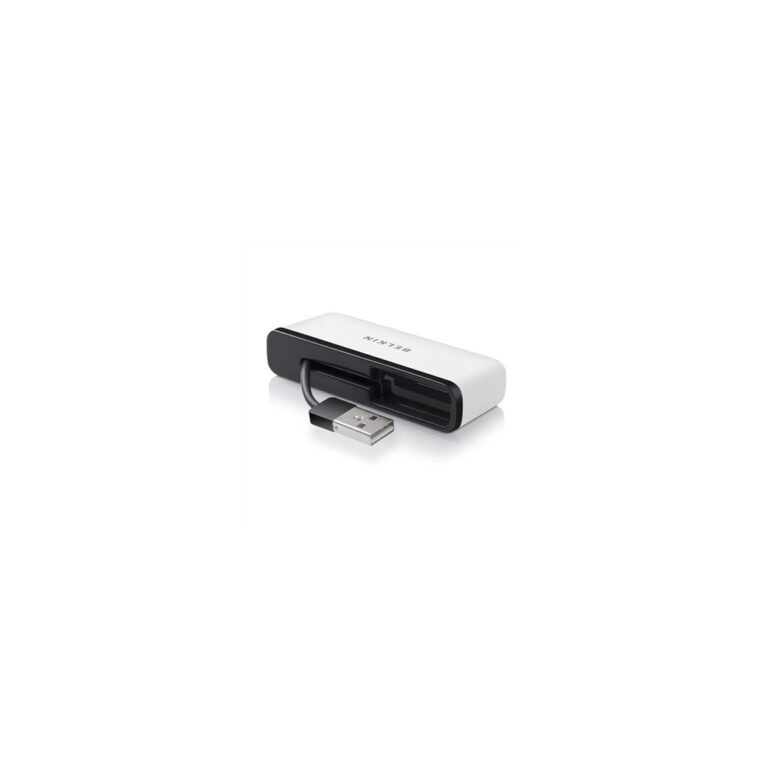 Belkin F4U021BT 4-Port USB 2.0 Hub, 480 Mbit/s Data Transfer, USB Powered, Plug and Play, Black White