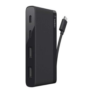 Belkin F4U090bt 4-Port USB-C Mini Hub, USB 3.2 Gen 1, 5 Gbps, 2x USB-A + 2x USB-C, Black