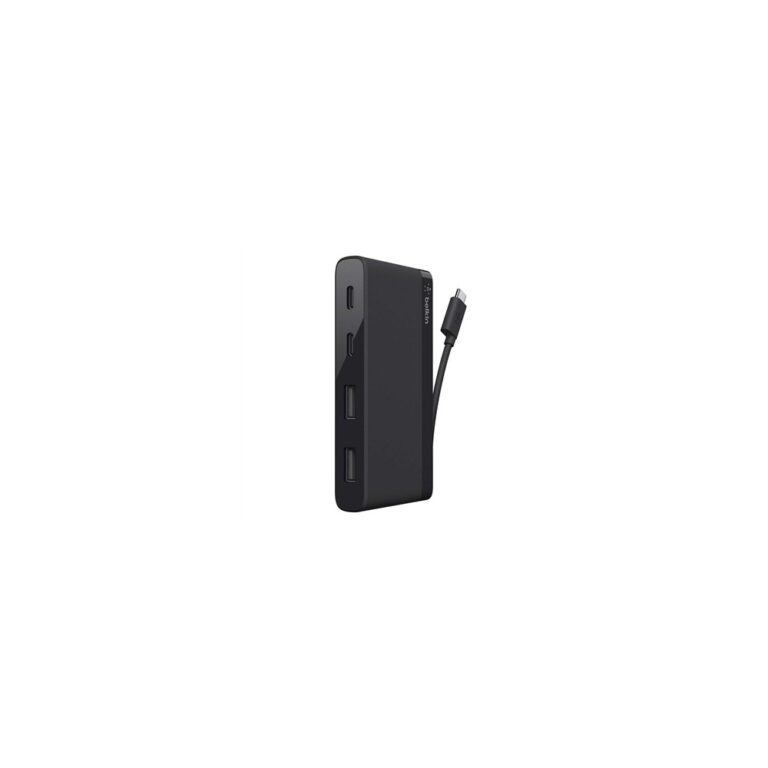 Belkin F4U090bt 4-Port USB-C Mini Hub, USB 3.2 Gen 1, 5 Gbps, 2x USB-A + 2x USB-C, Black