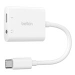 Belkin NPA004 USB-C 2-in-1 Adapter with 3.5mm Audio Jack and 60W PD White