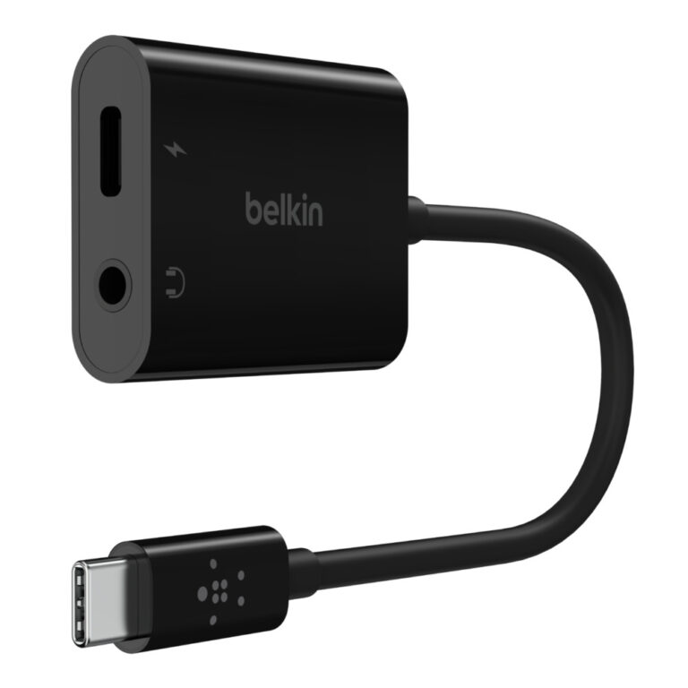 Belkin NPA004BTBK USB-C Charging and Audio Adapter with 3.5mm, 60W Power Delivery, USB 3.2 Gen 1, Black