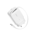 Belkin Retractable GaN Wall Charger 45W with 0.8m USB-C Cable - White