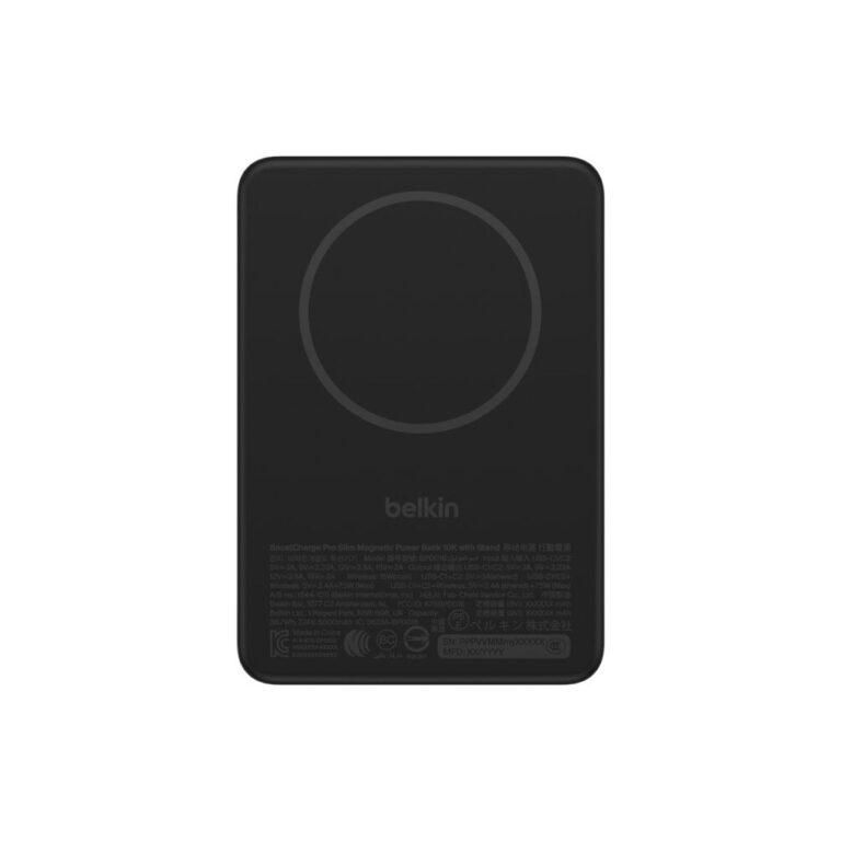 Belkin Slim Magnetic Power Bank 10K with Qi2, 5000 mAh, 15W Wireless, 20W USB-C, Black