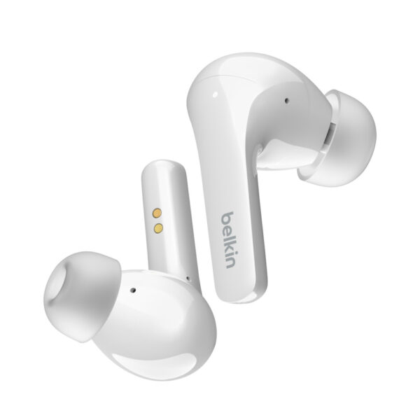 Belkin SOUNDFORM Flow Wireless In-Ear Headset with ANC, Built-in Mic & USB-C, White