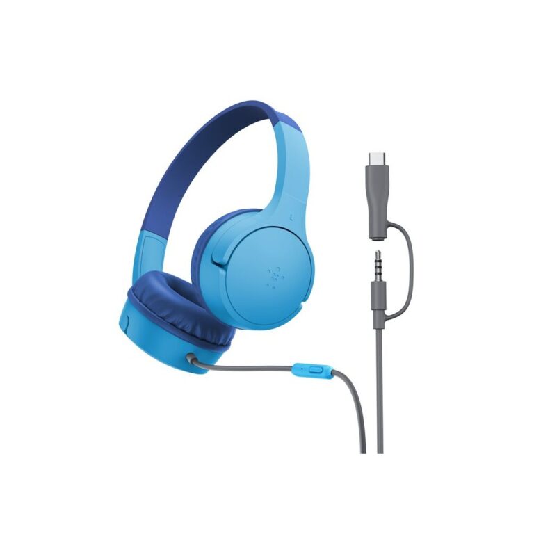 Belkin SoundForm Mini Headset Wired USB Type-C 3.5mm Microphone Head-band Blue