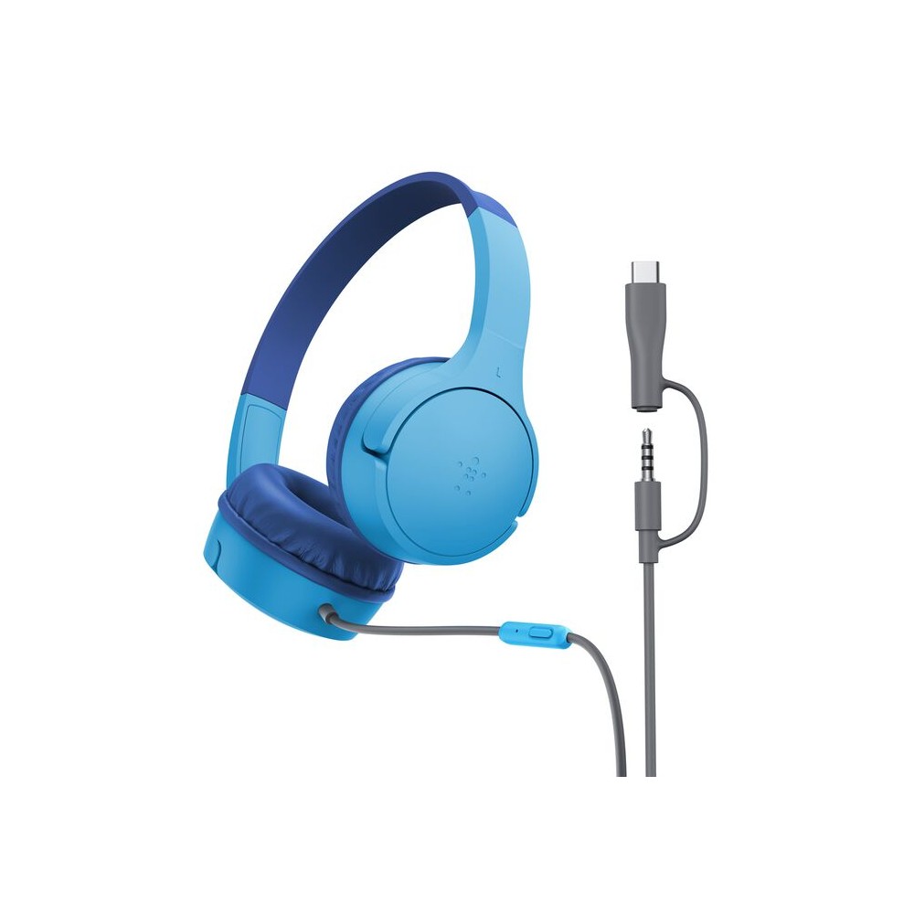 Belkin SoundForm Mini Headset Wired USB Type-C 3.5mm Microphone Head-band Blue Belkin SoundForm Mini Headset Wired USB Type-C 3.5mm Microphone Head-band Blue