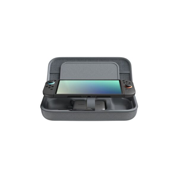 Belkin Travel Case for Nintendo Switch, Switch 2, and OLED with Built-In Battery, 12 Game Card Slots, and Stand, Charcoal