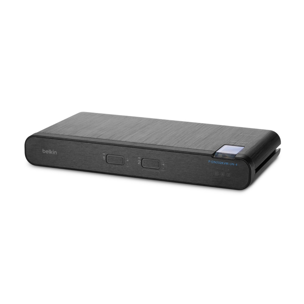 Belkin Universal 2nd Gen Secure KVM Switch, 2-Port, 4K Ultra HD 60Hz, DisplayPort/HDMI, Rack Mount, Black