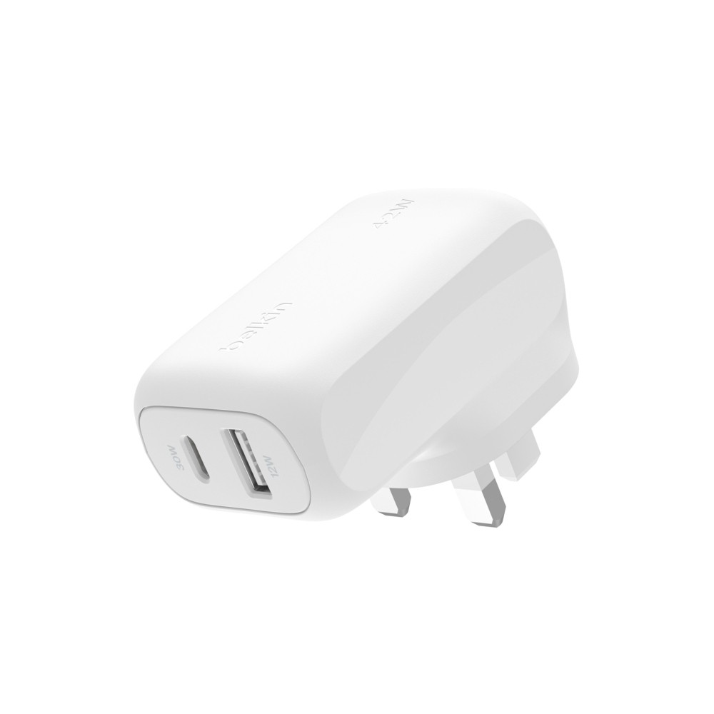 Belkin WCB009MYWH 42W Dual Port USB-C & USB-A Universal Wall Charger with PD 3.0 - White Belkin WCB009MYWH 42W Dual Port USB-C & USB-A Universal Wall Charger with PD 3.0 - White