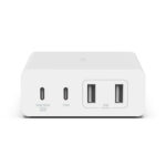 Belkin WCH010myWH 108W 4-Port GaN AC Fast Charger with 2x USB-C & 2x USB-A, White