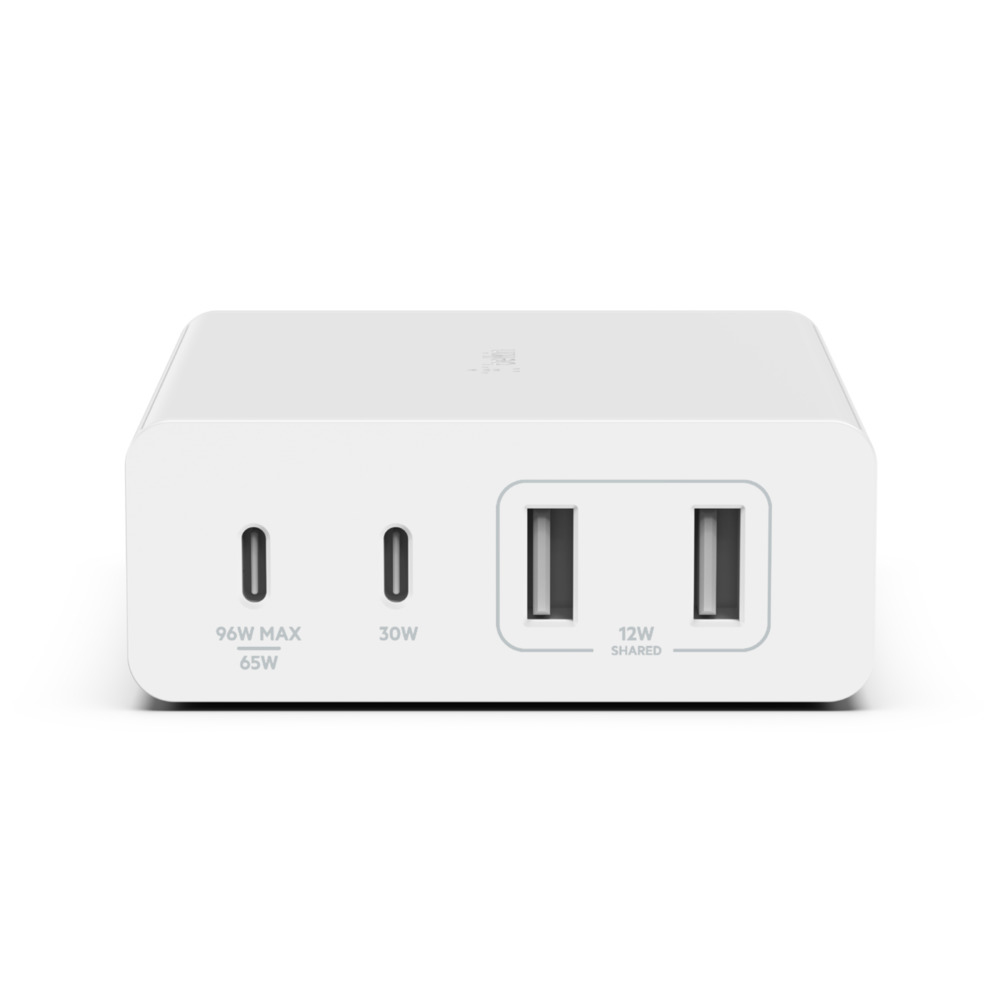 Belkin WCH010myWH 108W 4-Port GaN AC Fast Charger with 2x USB-C & 2x USB-A, White Belkin WCH010myWH 108W 4-Port GaN AC Fast Charger with 2x USB-C & 2x USB-A, White