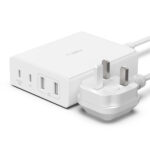 Belkin WCH010myWH 108W 4-Port GaN AC Fast Charger with 2x USB-C & 2x USB-A, White