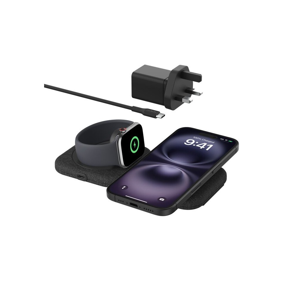 Belkin WIZ026MYBK Qi2 Wireless Charger 30W with MagSafe for iPhone, Watch & AirPods Black Belkin WIZ026MYBK Qi2 Wireless Charger 30W with MagSafe for iPhone, Watch & AirPods Black
