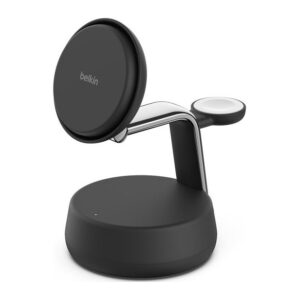 Belkin WIZ040MYCH Qi2 Wireless Charger 45W with USB-C, MagSafe, Fast Charging - Black, Chrome