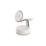 Belkin WIZ040MYSD Qi2 45W 3-in-1 Wireless Charger with MagSafe for iPhone & AirPods - White/Chrome