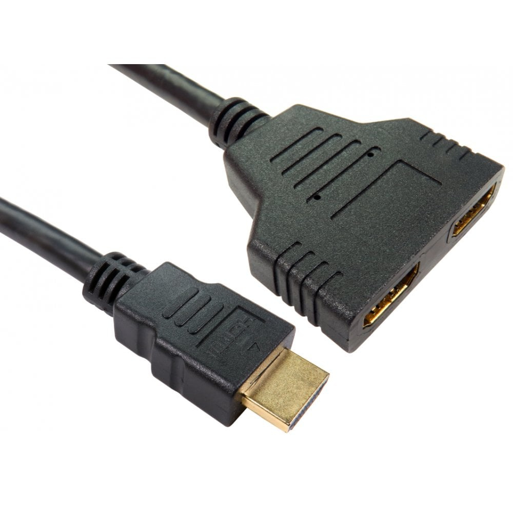 Cables Direct 0.35m HDMI Male to 2x HDMI Female Splitter Cable Black