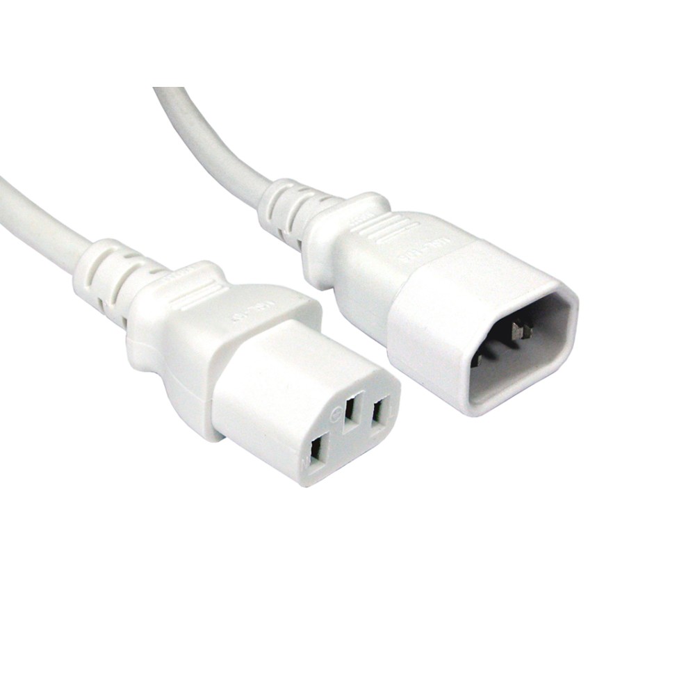 Cables Direct 1.8m IEC C14 to IEC C13 Power Extension Cable White Cables Direct 1.8m IEC C14 to IEC C13 Power Extension Cable White