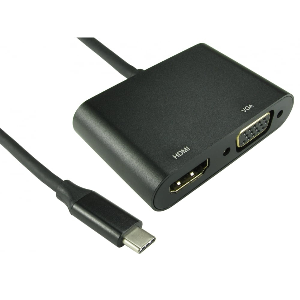 Cables Direct USB-C to HDMI 4K 30Hz + VGA 1080p 60Hz Graphics Adapter Black Cables Direct USB-C to HDMI 4K 30Hz + VGA 1080p 60Hz Graphics Adapter Black
