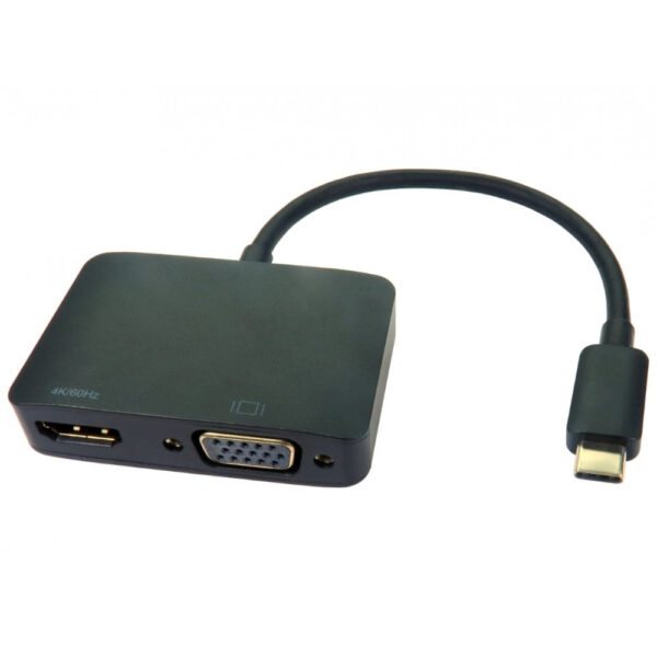 Cables Direct USB3C-HDMI-VGA014K USB-C to HDMI + VGA Adapter 4K 60Hz Black