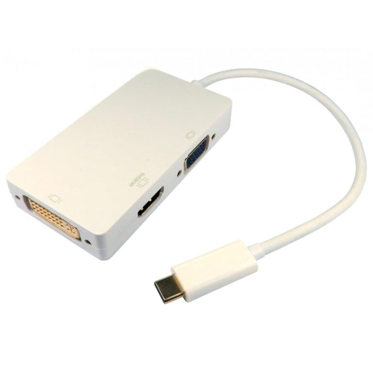 Cables Direct USB3C-HDV024K USB-C to DVI/HDMI/VGA Display Adapter White