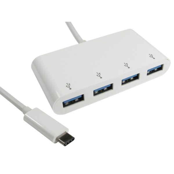 Cables Direct USB3C-HUB4BP 4 Port USB 3.2 Gen 2 Type-C Hub 0.15m White