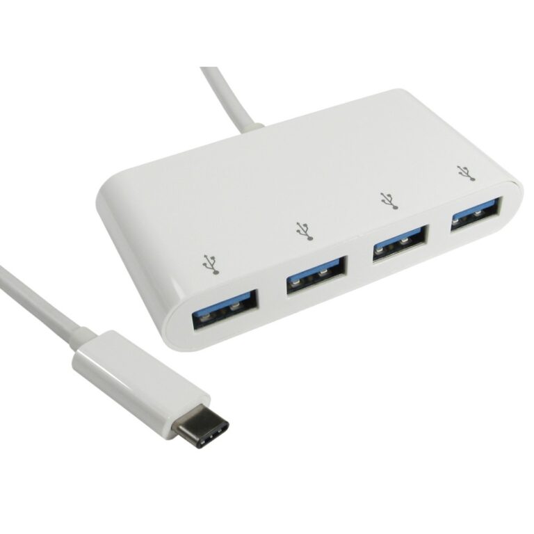 Cables Direct USB3C-HUB4BP 4 Port USB 3.2 Gen 2 Type-C Hub 0.15m White