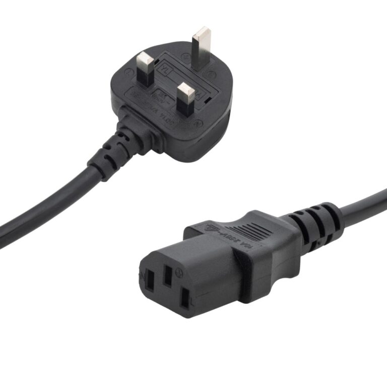 Connektgear 0.5m UK Mains Power Cable - BS 1363 Plug to C13 Coupler, Black