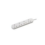 Connektgear 2m 4 Way Power Extension Block - C14 Plug to 4x UK Sockets - White