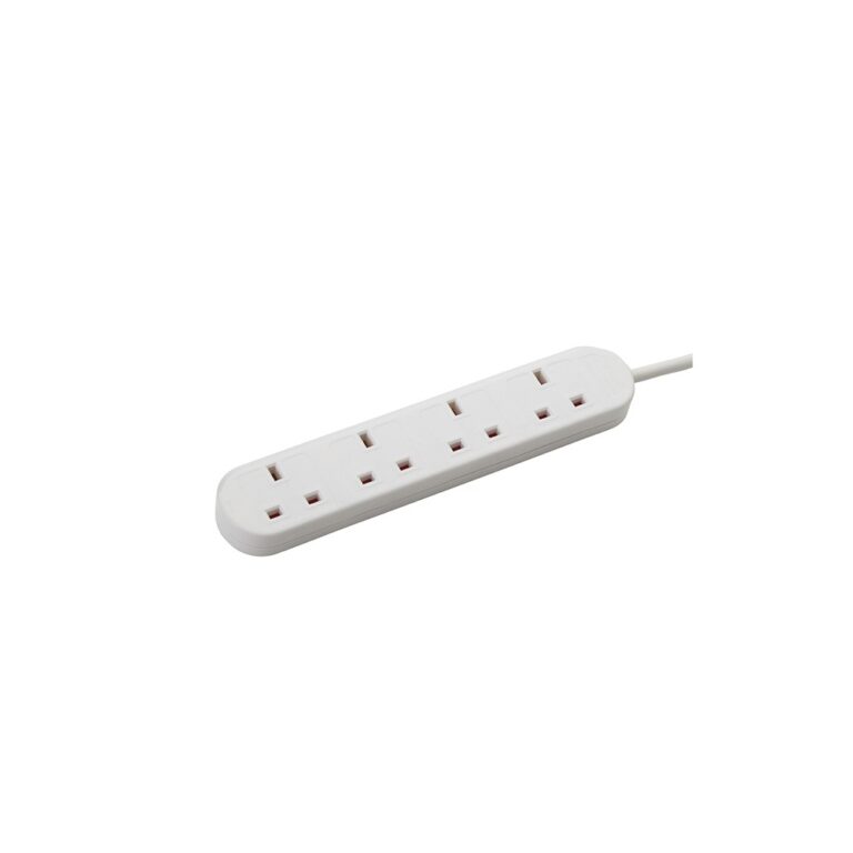 Connektgear 2m 4 Way Power Extension Block - C14 Plug to 4x UK Sockets - White