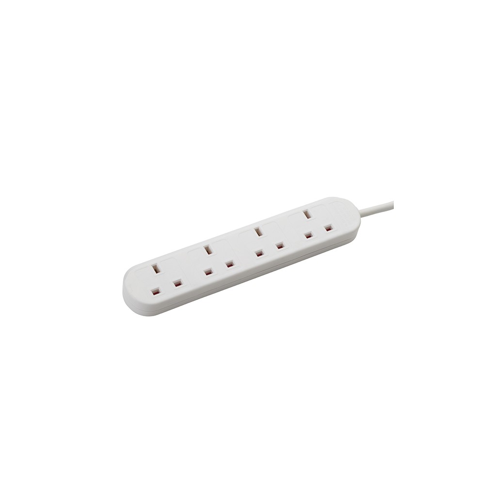 Connektgear 2m 4 Way Power Extension Block - C14 Plug to 4x UK Sockets - White Connektgear 2m 4 Way Power Extension Block - C14 Plug to 4x UK Sockets - White
