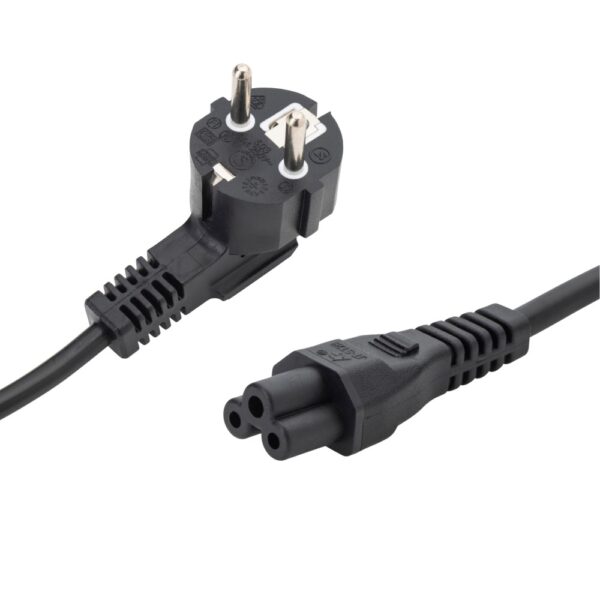 ConnektGear 2m European Mains Power Cable - Schuko Plug to C5 Cloverleaf, Black